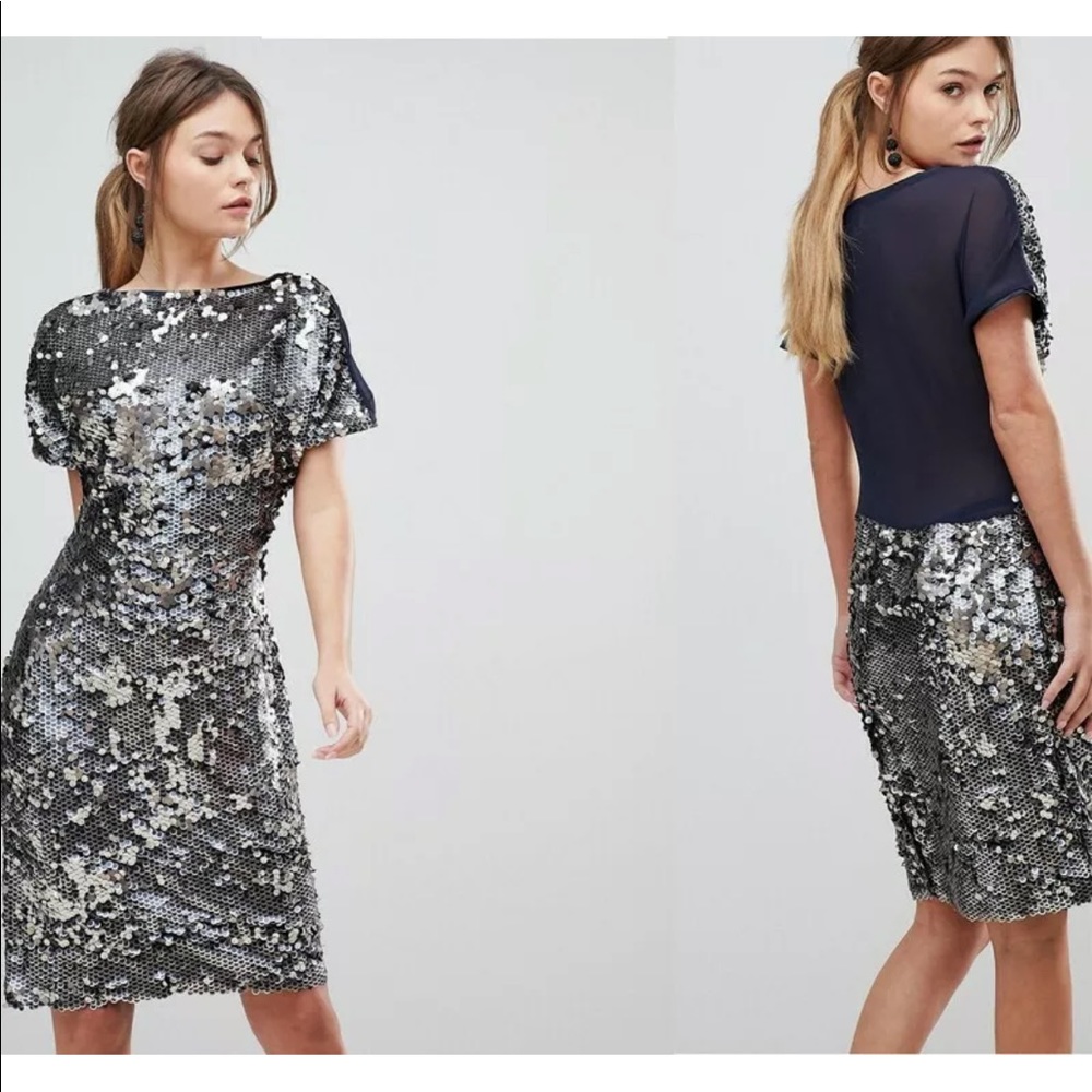 Reiss Teresa bodycon sequin fish scale cocktail dress